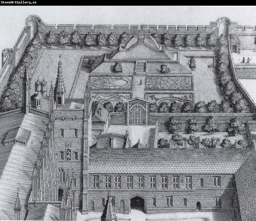 unknow artist Detail of New College Garden with the Tudor mount as it was remodelled in 1647